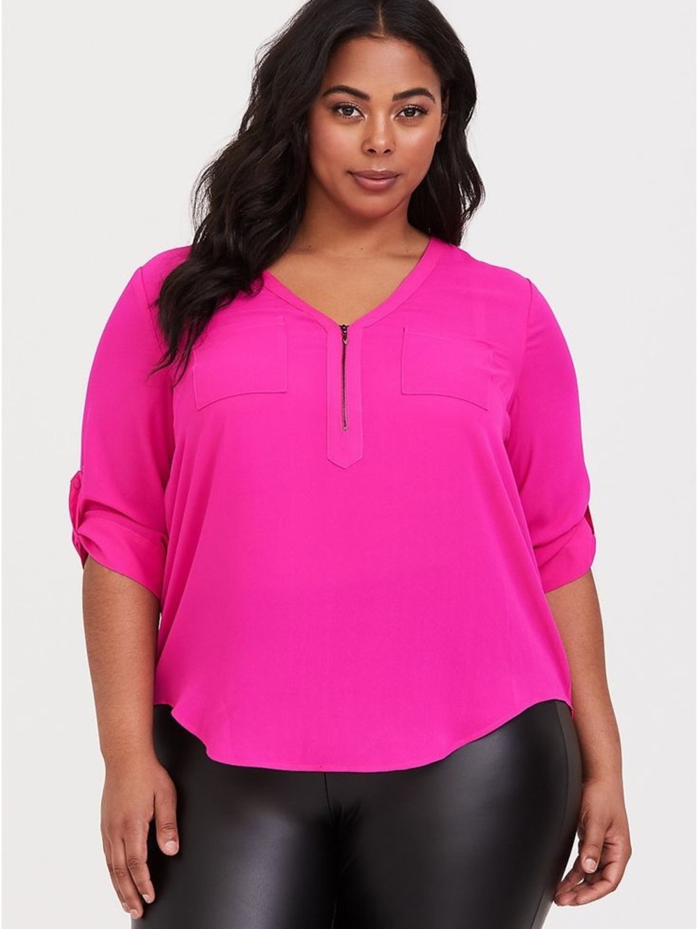 Torrid Harper Georgette blouse Pink zip size 3